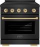 ZLINE Autograph Edition Paramount 30" Black Stainless Steel Pro Style Induction Range with Champagne Bronze Accents-0