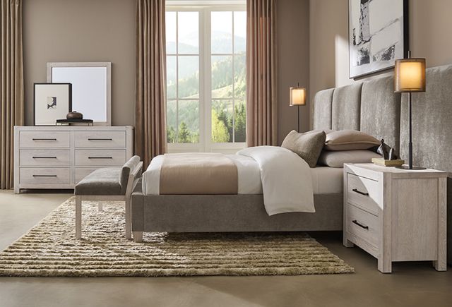 Artisan & Post by Vaughan-Bassett Joinery Brindle Gray/Natural Oak Queen Upholstered Wall Panel Bed-1