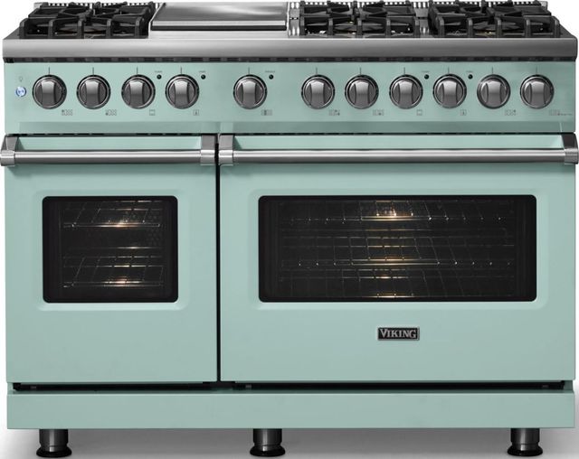 Viking® 5 Series 48" Splash Pro Style Dual Fuel (NG) Range with Polished Chrome Trim-2
