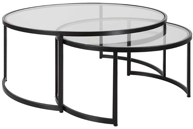 Uttermost® Rhea 2-Piece Glass Top Nesting Coffee Table Set with Satin Black Base-0