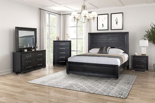 Furniture of America® Ashbourne Black California King Panel Bed-2