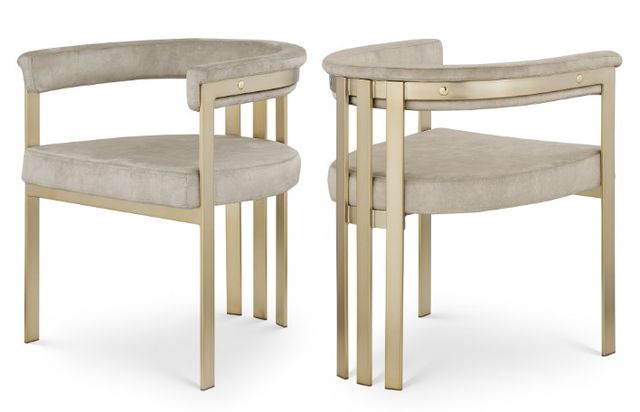 Meridian Furniture Marcello Stone/Brushed Brass Velvet Dining Chair-2
