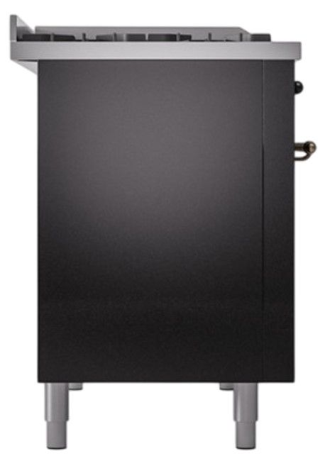 Ilve® Nostalgie II Noblesse 48'' Glossy Black Pro Style Dual Fuel Range with Burnished Trim-2