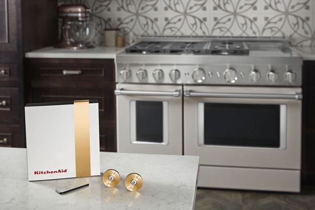 KitchenAid® New Gold Commercial-Style Range Handle Medallion Kit-3