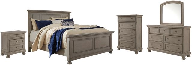 Signature Design by Ashley® Lettner 5-Piece Light Gray King Panel Bed Set