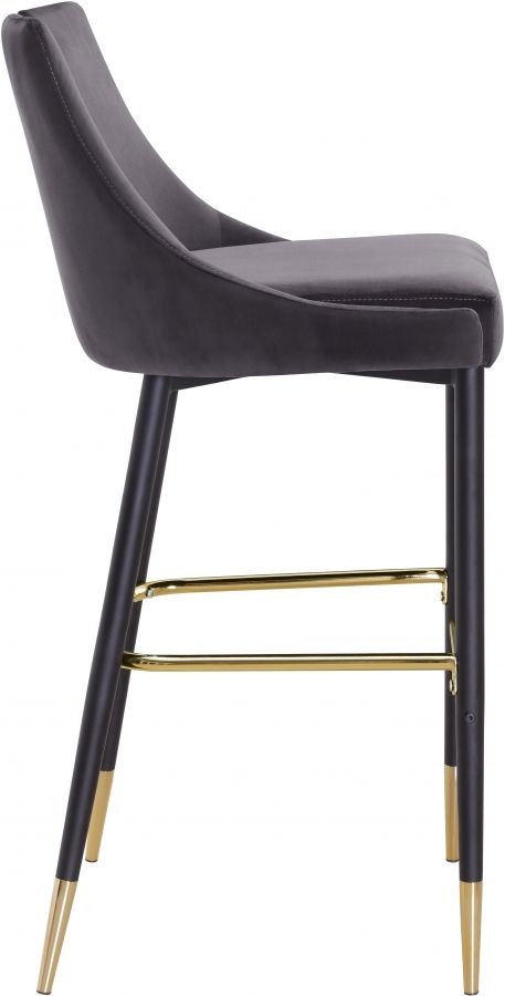Meridian Furniture Sleek Grey Velvet Bar Stool-2