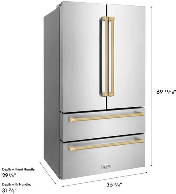ZLINE Autograph Edition 36" 22.5 Cu. Ft. Fingerprint Resistant Stainless Steel Counter Depth French Door Refrigerator-2