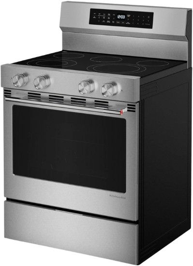 KitchenAid® 30" PrintShield™ Stainless Steel Freestanding Electric Range with Convection Cooking Modes-4