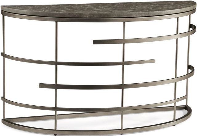 Flexsteel® Halo Antiqued Concrete Round Sofa Table with Soft Silver Frames-0