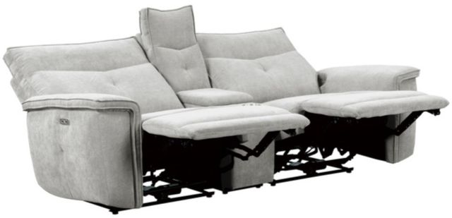 Homelegance® Tesoro Mist Gray Power Double Reclining Loveseat with Center Console and Power Headrests-3