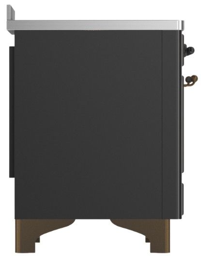 Ilve® Majestic III 48" Graphite Matte Pro Style Induction Range with Solid Door and Burnished Trim-3