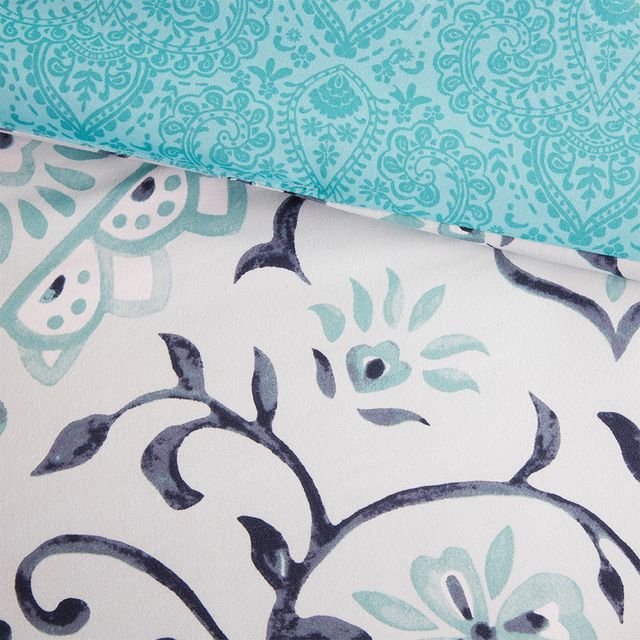Olliix by Intelligent Design Natalia Aqua Twin/Twin XL Boho Medallion Printed Reversible Comforter Set-2