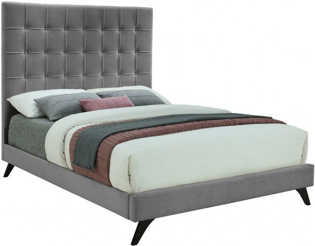Meridian Furniture Elly Grey Velvet Queen Bed-0