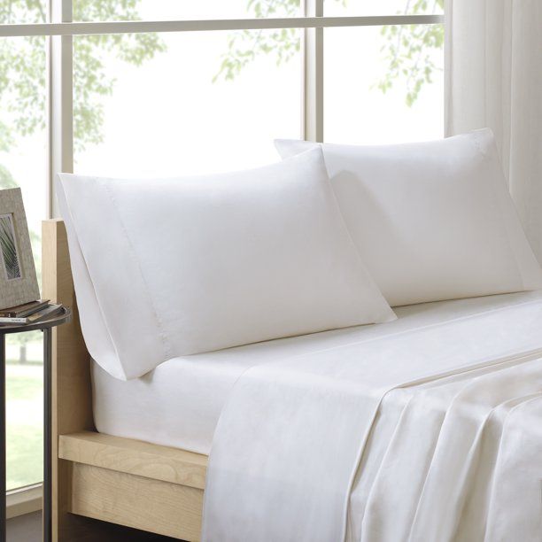 Olliix by Sleep Philosophy White Set of 2 Standard Case 300 Thread Count Liquid Cotton Pillow Case-0