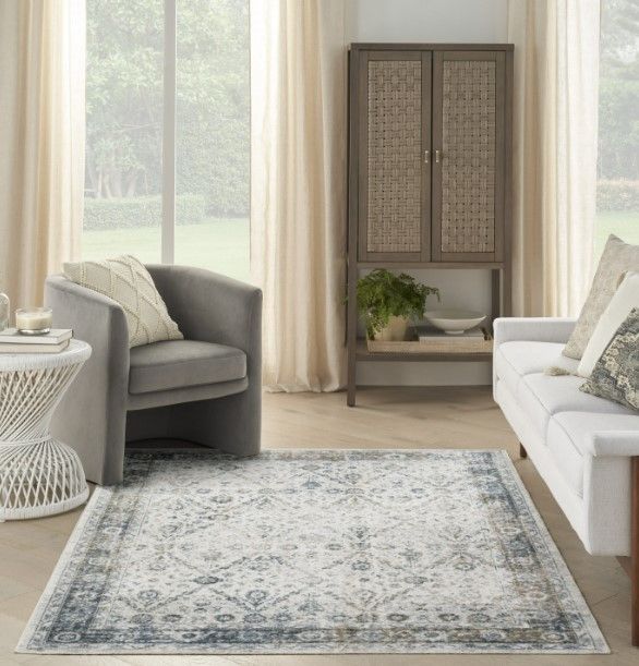 Nourison Home™ Astra Machine Washable Ivory Blue 5'x7' Area Rug-4