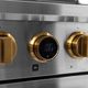 Kucht Professional KX Series 36" Stainless Steel Pro Style Dual Fuel Range with Gold Accents and Kucht Horus Thermostat-3