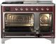 Ilve® Majestic III 48" Burgundy Pro Style Dual Fuel Liquid Propane Range with French Top and Chrome Trim-1