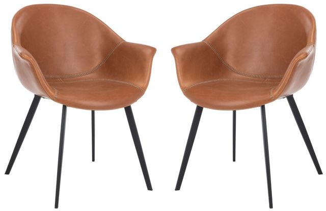 Safavieh Dublin 2-Piece Black/Cognac Dining Tub Arm Chair Set-0