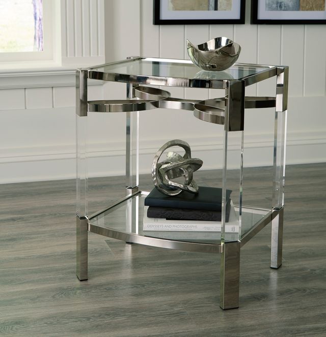 Signature Design by Ashley® Chaseton Glass Top Accent Table with Silver Base-3