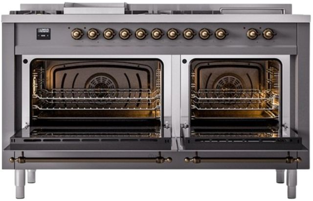 Ilve® Nostalgie II Series 60" Graphite Matte Pro Style Dual Fuel Range-1
