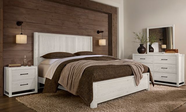 Vaughan-Bassett Lodge & Loft Soft White Oak California King Radius Poster Bed-1