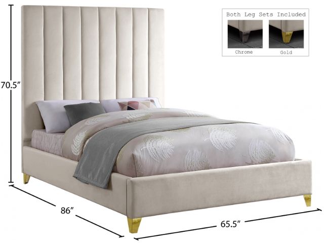 Meridian Furniture Via Cream Queen Panel Bed-2