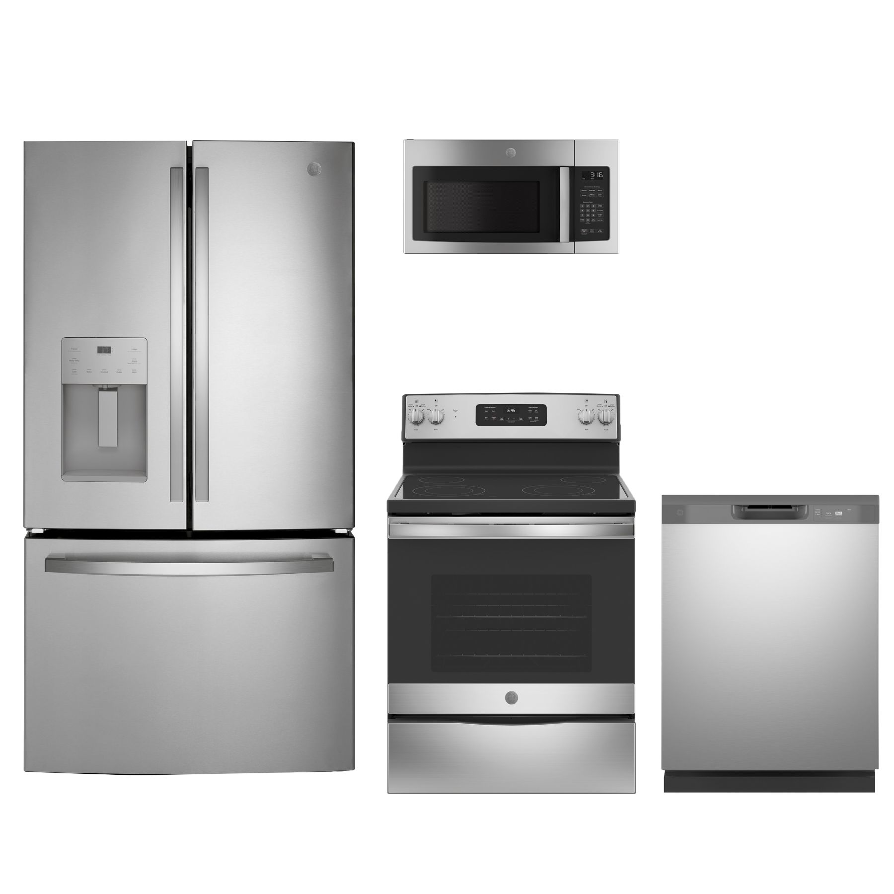 GE® 4 Piece Stainless Steel Kitchen Package | Rice&rsquo;s Appliance