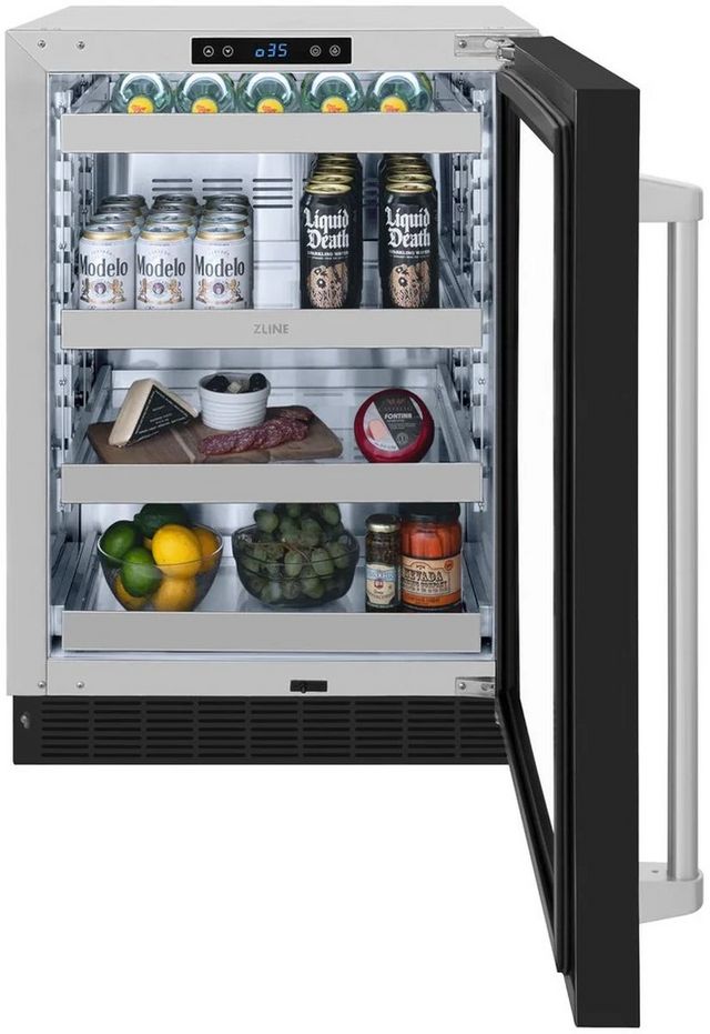 ZLINE Touchstone 5.2 Cu. Ft. Stainless Steel Beverage Center with Black Matte Glass Door-7