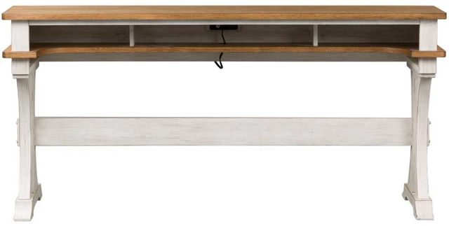 Liberty Furniture Farmhouse Reimagined Chestnut Console Bar Table with Antique White Base-2