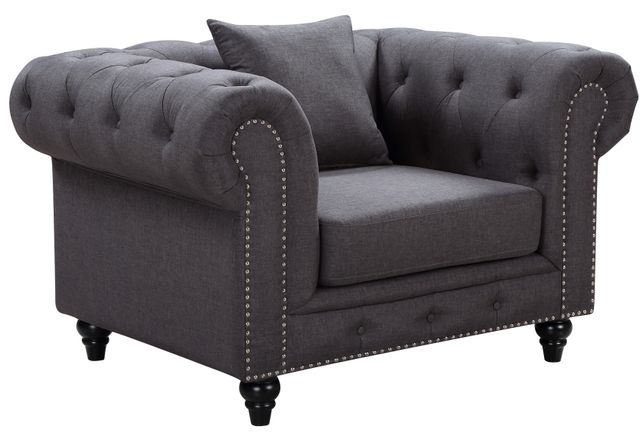 Meridian Furniture Chesterfield Grey Linen Chair-0
