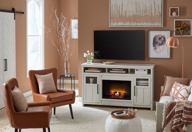 aspenhome® Finnegan White 66" Highboy Fireplace Console-2