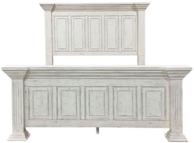 Elements International Heather Rustic White King Panel Bed-0