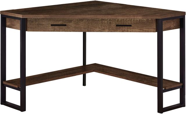 Monarch Specialties Inc. 42"L Brown Reclaimed Wood Corner Computer Desk-0