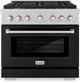 ZLINE Paramount 36" Satin Stainless Steel Pro Style Dual Fuel Range with Black Matte Door-0