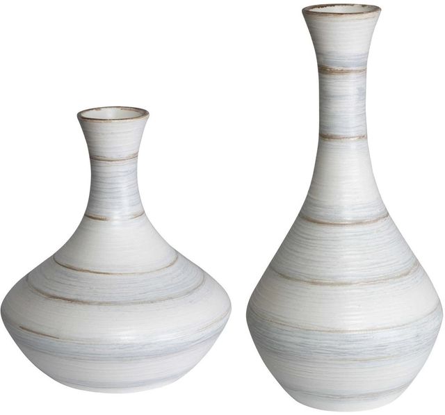 Uttermost® Potter 2-Piece Fluted Striped Vases Set-0