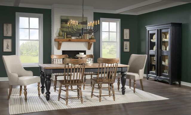 Legacy Classic Vintage Market Barnwood Oak Rectangular Dining Table with Kettle Black Base-2