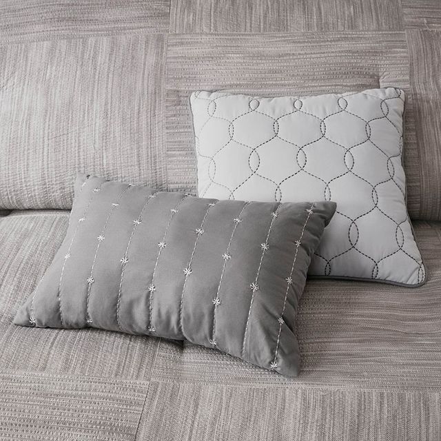 Olliix by Madison Park 7 Piece Grey King Walter Printed Seersucker Comforter Set-3