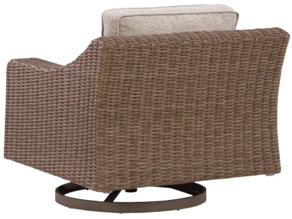 Signature Design by Ashley® Laguna Heights Beige/Gray Fabric/Wicker Rattan Outdoor Swivel Lounge-3