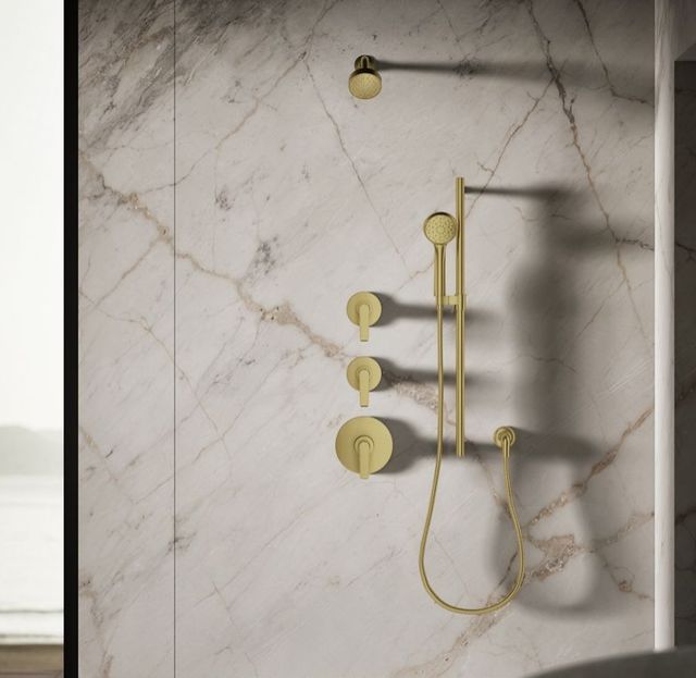 KOHLER® Awaken® G90 Vibrant Brushed Moderne Brass 1.75 GPM Single-Function Showerhead-2