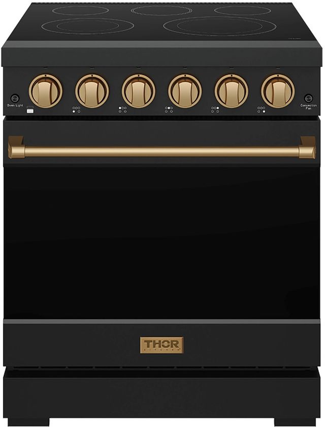 Thor Kitchen 30" Black Pro Style Electric Range with Precision Knob Control & Bronze Hardware-0