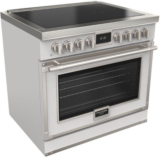 Fulgor Milano® Evoque 400 Series 36” Gloss White Pro Style Induction Range with Chrome Trim-0
