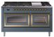 Ilve® Nostalgie II Noblesse 60'' Blue Gray Pro Style Dual Fuel Range with Brass Trim-0