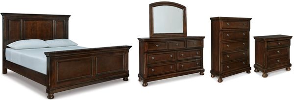 Front view of the Millennium® by Ashley Porter 5-Piece Rustic Brown Queen Panel Bed Set