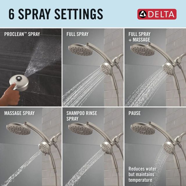 Delta Universal Showering PivotPro™ Spotshield Brushed Nickel 3-in-1 Combination Shower with Docking Mount for Hand Shower-3