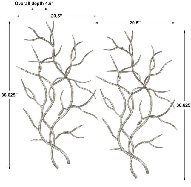 Uttermost® 2-Piece Silver Leaf Branches Wall Decor Set-2
