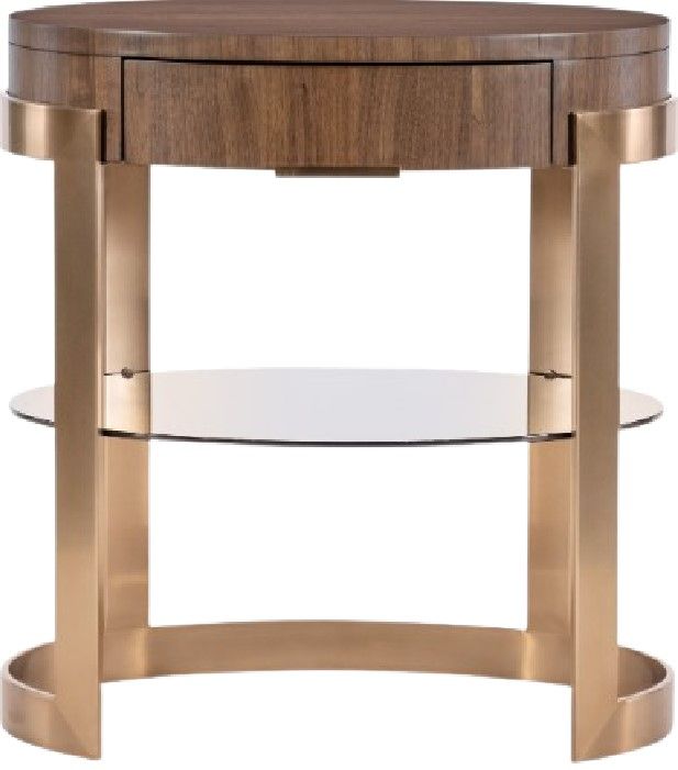 Hooker® Furniture Eleana Light Caramel Oval Nightstand with Sunlit Bronze Base-2