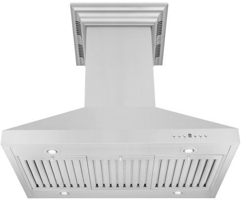 ZLINE 48" Stainless Steel Island Mounted Range Hood with CrownSound® Bluetooth Speakers-2