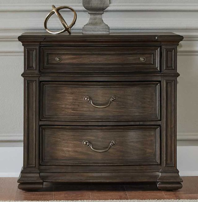 Liberty Furniture Provence Park Chateau Brown Bedside Chest with Charging Station-1