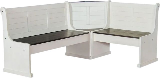 Sunny Designs™ Carriage House 4-Piece Cottage White/European Dark Breakfast Nook Set-2