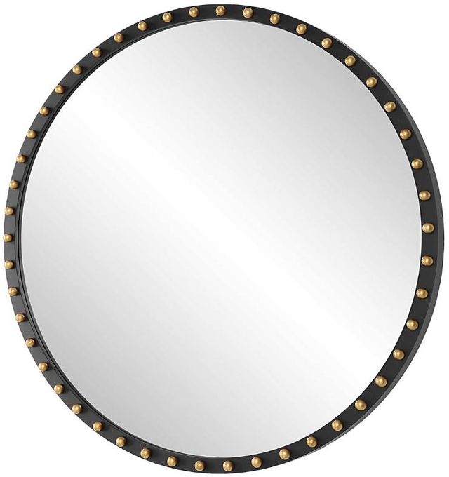 Uttermost® Sele Matte Black Oversized Round Mirror-4